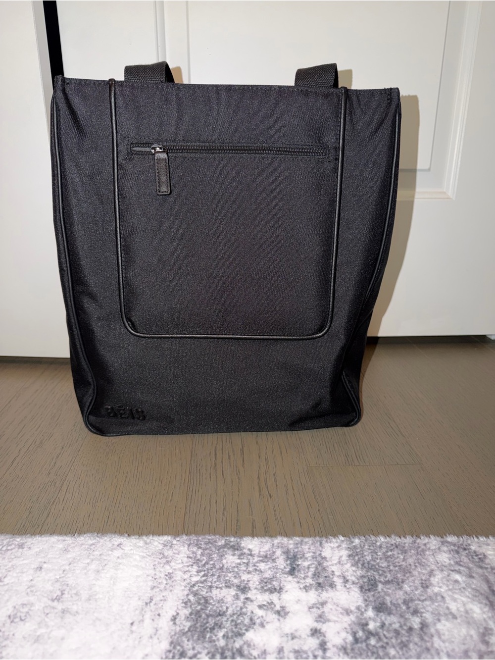 BEIS North to South Black Tote with Front Zip Pocket